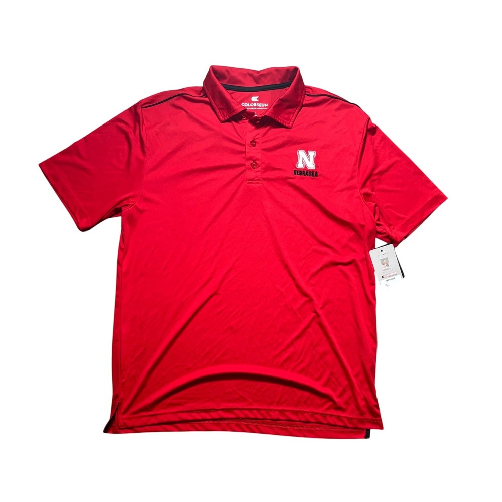 Colosseum Nebraska Cornhuskers Mens Red Polo Shirt NWT DKPS10140 Large